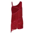thumbnail image 4 of Ocealan Robe de Danse Latine pour Filles Sequins Jazz Moderne Fête d'Anniversaire Jupe à Franges Bourgogne 12, 4 of 5
