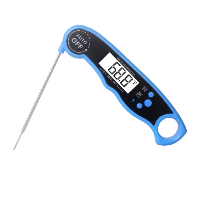 Thermomètre Numérique Étanche à Lecture Instantanée avec Étalonnage et Rétroéclairage pour Cuisine (Bleu)