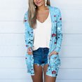 thumbnail image 2 of Pompotops Chemisier Décontracté à Manches Longues Imprimé pour Femmes avec Poche Cardigan Liquidation, 2 of 5