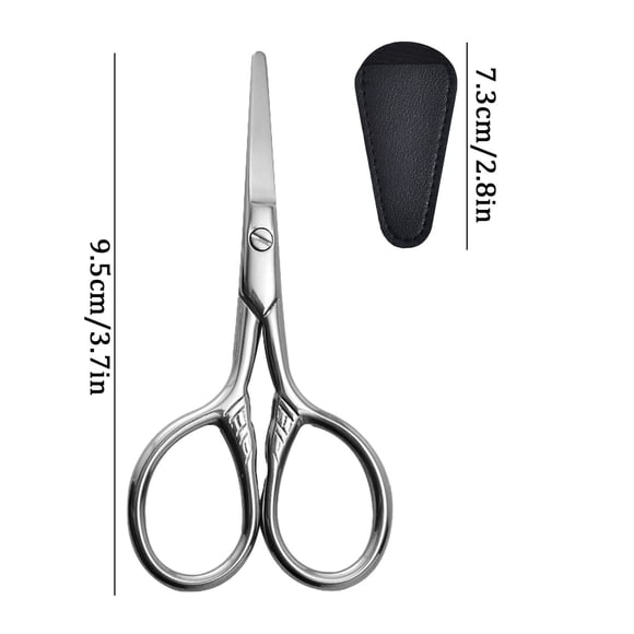 Ensemble de Ciseaux de Beauté Multifonctions Ciseaux à Bout Rond et Pointu + Étui en Cuir