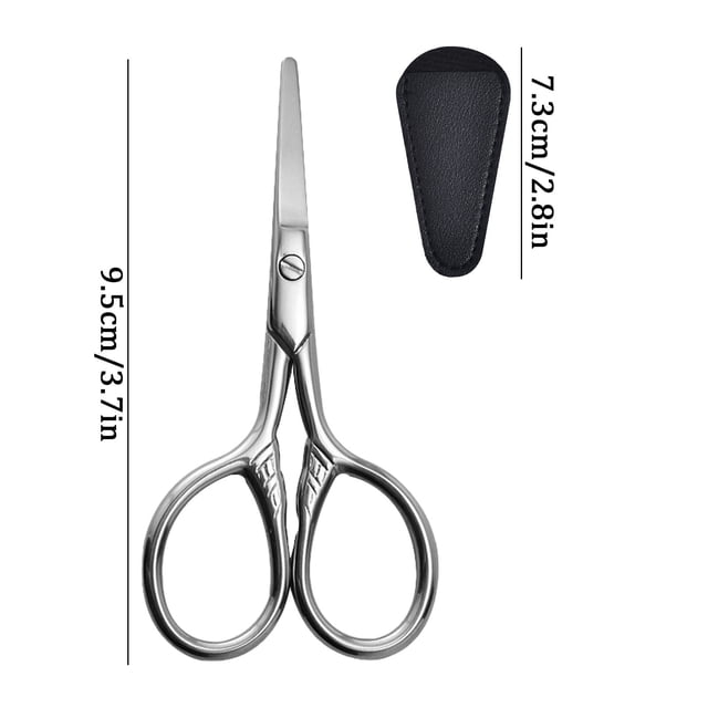Ensemble de Ciseaux de Beauté Multifonctions Ciseaux à Bout Rond et Pointu + Étui en Cuir