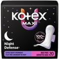 thumbnail image 1 of Kotex Overnight Maxi Pads with Wings, Extra Heavy Absorbency, 20 Count, 1 of 7