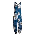 thumbnail image 1 of Innerwin Women's Floral Print V Neck Cross Back Jumpsuit, Blue, M, 1 of 2
