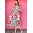 thumbnail image 4 of FOLUNSI Floral Maxi Dress: Rose Red Smocked Puff Sleeves, 4 of 8