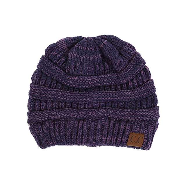 Gravity Threads Bonnet Doux en Tricot Marbré Bicolore, Violet Marine