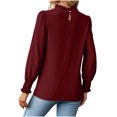 thumbnail image 4 of IROINNID Économies Polyester T-Shirt à Manches Longues pour Femmes Loisirs Col Rond Profond Uni Blouse Chemise Haut, Bourgogne, 4 of 4