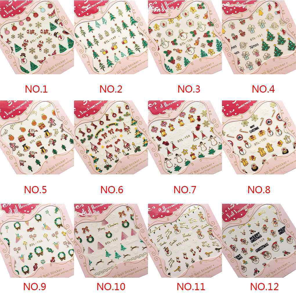 Xingzhi Nails Art Sticker Merry Christmas 3D Golden Elements Nail Wrap Sticker Tips DIY Manicura Stickers Tool