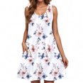thumbnail image 4 of Ovzne Robes d'Été pour Femmes Robe Femme Décontractée Ample Été Robe Imprimée Sans Manches Col en V Ensemble Haut/chemise Robe de Vacances Imprimée Liquidation, 4 of 6