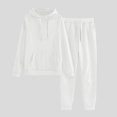 thumbnail image 2 of 2 Piece Sweatsuits for Womens Clearance Solid Color Pocket Drawstring Pullover Sweatpant Set Lounge Tracksuit Casual Plus Size Lightweight Loose Ladies Outfits Fall Winter 2023 Black L, 2 of 5