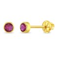thumbnail image 1 of Or Jaune 14k Rond 3 mm Rubis Simulé Serti Clos Clous à Vis pour Bébés Filles, 1 of 7