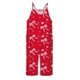 thumbnail image 4 of Girls Romper Bow Print Jumpsuits Rompers for Girls Loose Casual Rompers with Pockets Preppy Clothes 5-6 Y, 4 of 5