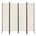 thumbnail image 1 of Patiojoy 5.6Ft Tall Folding Room Divider Freestanding 4-Panel Privacy Screen w/Iron Frame White, 1 of 10