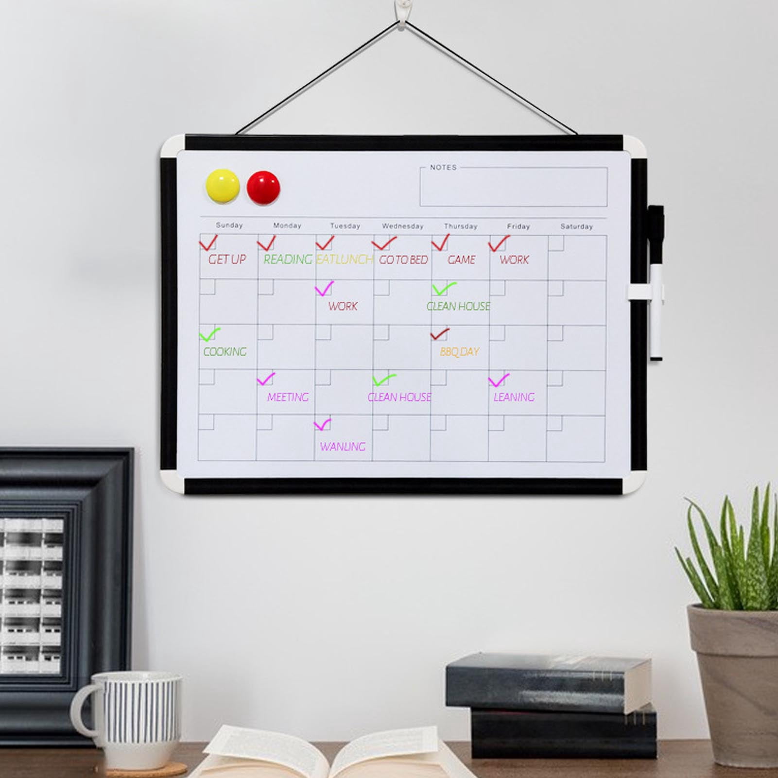 Monthly Calendar Dry Erase Whiteboard, Magnetic Calendar White Board Replacement  for School