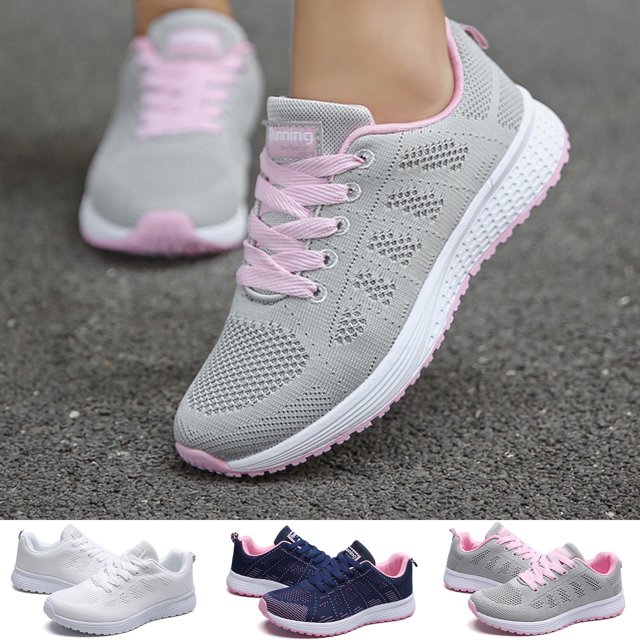 Chaussures de Course Décontractées à Brides en Maille Mode Plates pour Femmes Blanches 40