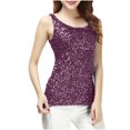thumbnail image 2 of Choix Populaires, Débardeur Patchwork à Sequins pour Femmes, Col Rond, Coupe Ajustée, à la Mode, Décontracté, Usage Quotidien, Haut Élégant Coupe Confortable/polyester, Violet, Sopatenor, 2 of 8