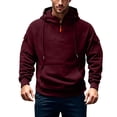 thumbnail image 1 of Lyrcatrment Mens Fleece Heavyweight Hoodies 1/4 Zip Drawstring Outdoor Sweatshirts with Multi Pockets, 1 of 7