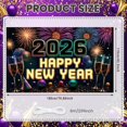 thumbnail image 2 of Colorful Fireworks 2026 New Year Banner Shiny Stars Happy New Year Display Champagne Glass Design Party Balloons 2026 Celebration Backdrop for New Year Party 2026 Celebration New Year Eve Event, 2 of 5