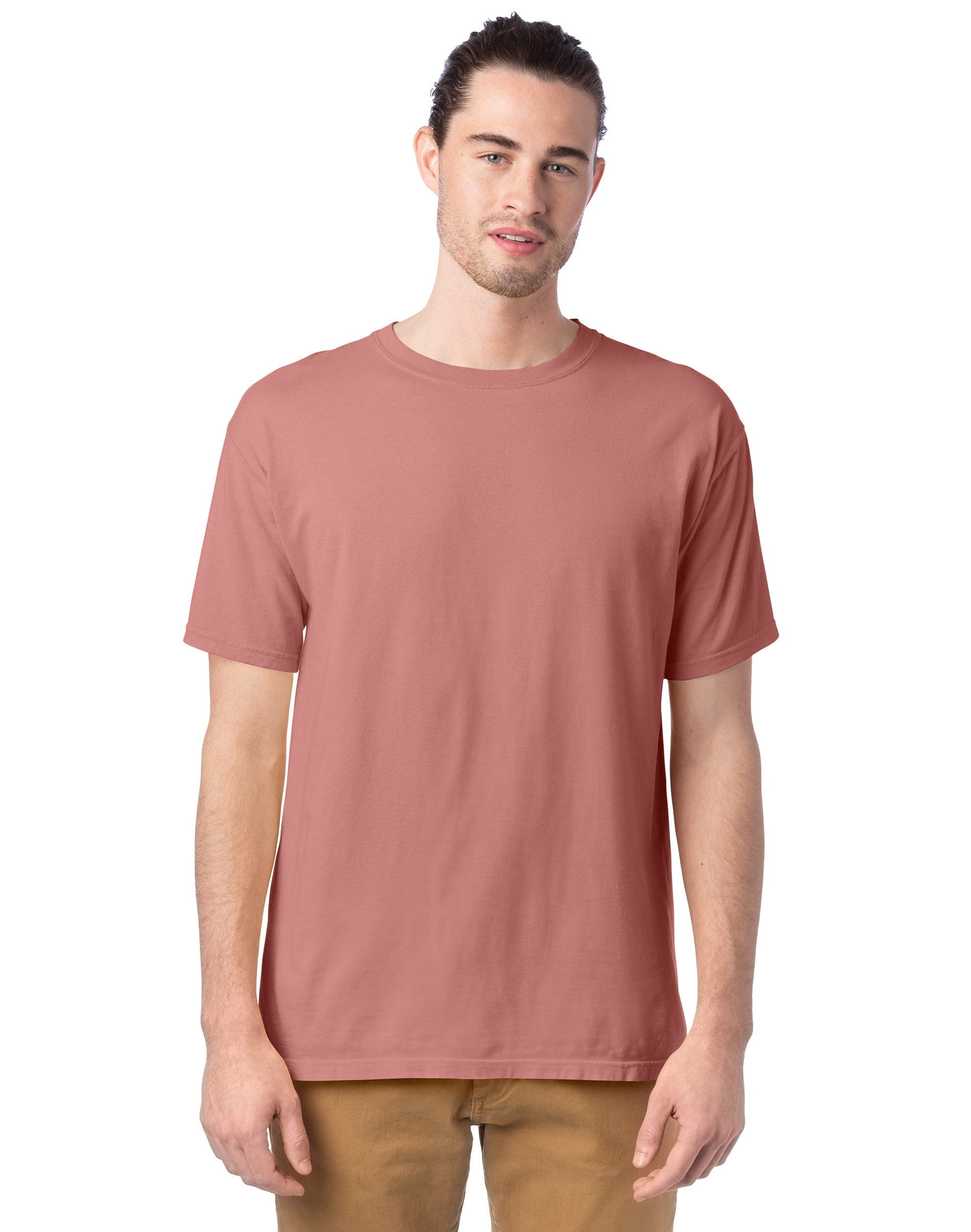 Hanes Mens Big ComfortWash Garment Dyed Short Sleeve Tee, S, Mauve