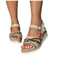 thumbnail image 2 of IUJSOY Womens Platform Wedge Sandals Open Toe Bowknot Espadrilles Buckle Ankle Strap Summer Shoes, 2 of 8