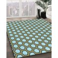 thumbnail image 3 of Ahgly Tapis Rond Lavable en Machine Intérieur Transitionnel Bleu Lagon, 6 Pieds Rond, 3 of 7