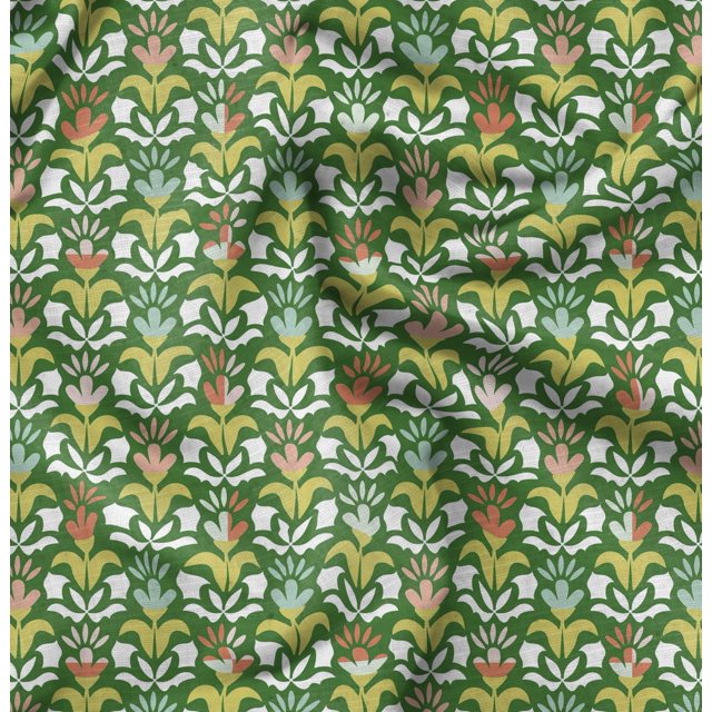 Soimoi Green Rayon Fabric Florals Floral Decor Fabric Printed Yard 56 Inch Wide