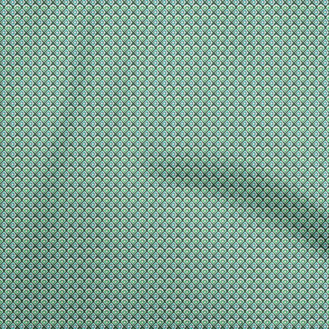 oneOone Cotton Silk Dark Green Fabric Asian Ikat Sewing Craft Projects Fabric Prints By Yard 42 Inch Wide