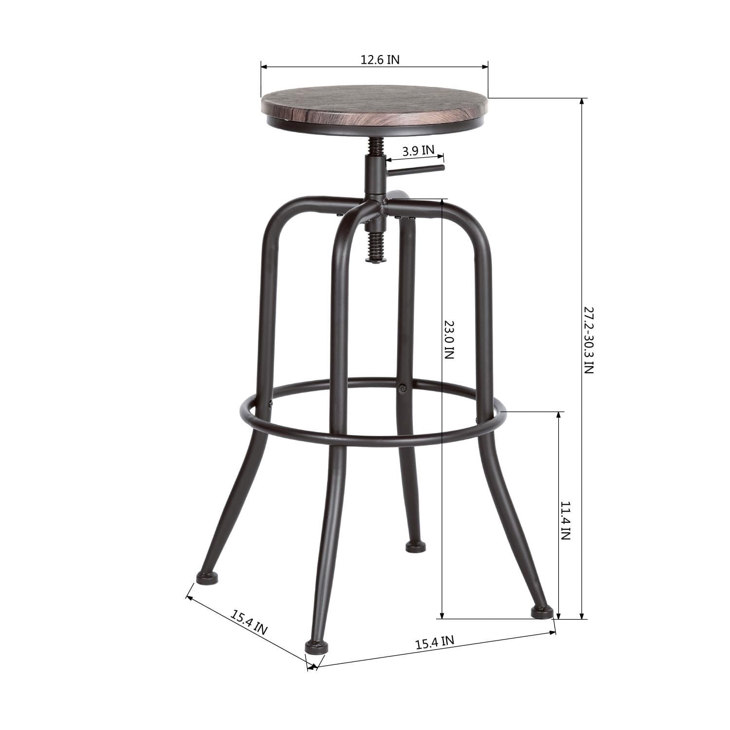Homylin Ensemble de 2 barstools, chaises de comptoir modernes sans dossier à hauteur réglable de 27.2" à 30.3", ensemble de chaises de bar rondes pour cuisine, salle à manger, bar, pub, petit déjeuner
