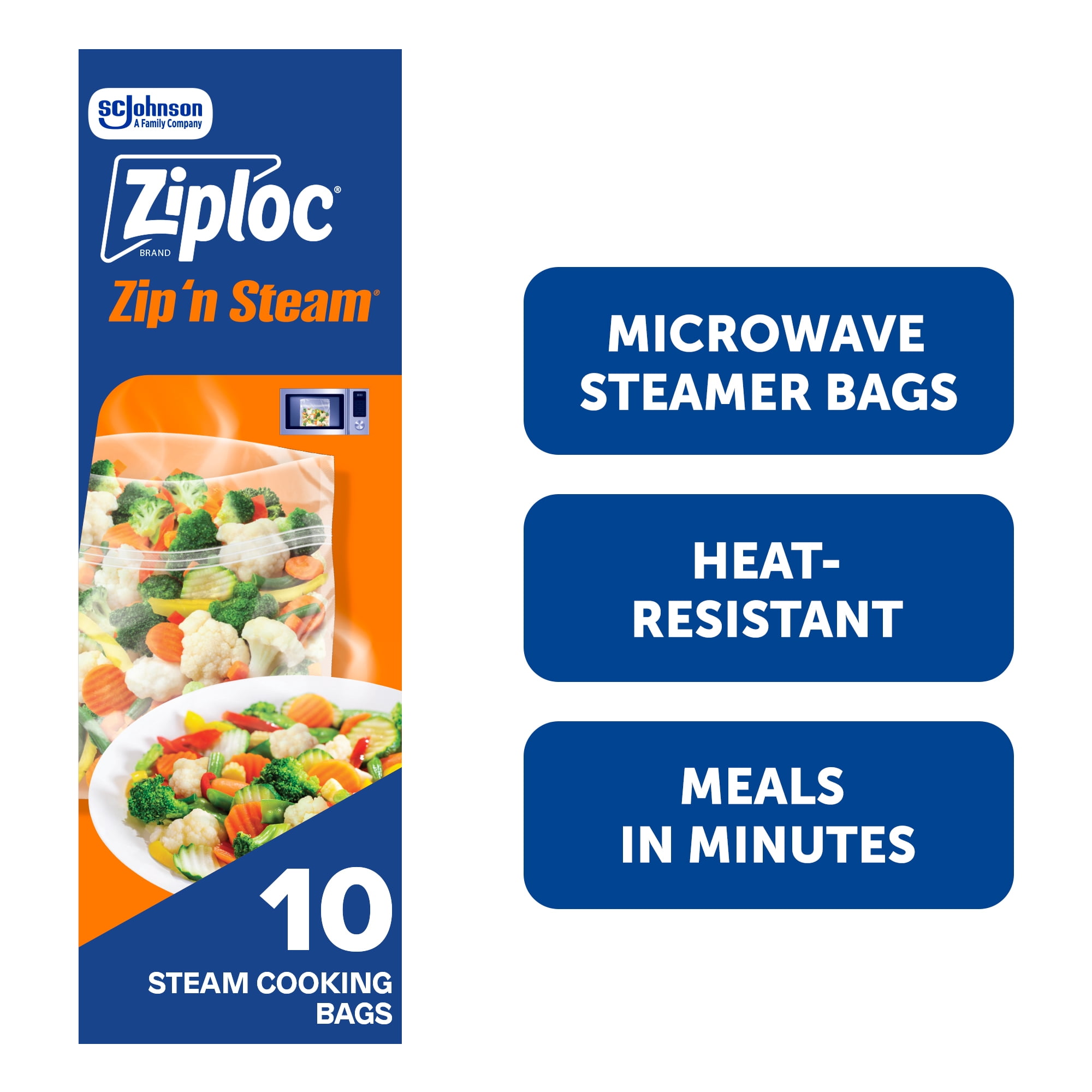 Sacs de Marque Ziploc® Zip-Vapeur, Sacs pour cuisson à vapeur, 10 sacs