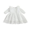 thumbnail image 1 of Girls Casual Dress Long Sleeve Crew Neck Feathers Patchwork Fall Dress, 1 of 9