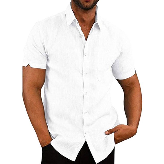 LUXUR T-shirt Homme Col à Revers T-shirt Manches Courtes Hauts Amples Chemises d'Été Col Rabattu Blouse Blanche TTG