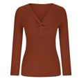 thumbnail image 4 of Timegard Chandails pour Femmes pour Sortir Col en V Croisé Manches Longues Coupe Ajustée Tricot Chandail Automne, 4 of 8