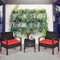 thumbnail image 1 of Costway Ensemble de Mobilier de Terrasse en Rotin 3 Pcs Table de Rangement Canapé Coussiné Terrasse Rouge, 1 of 10