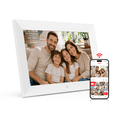 thumbnail image 1 of FPD 10.1 inch WiFi Digital Photo Frame with Frameo App, 1280 x 800 IPS Touch Screen, 32GB Storage, 128GB microSD/TF Card Expansion, Auto-Rotate, Wall Mountable-White, 1 of 12