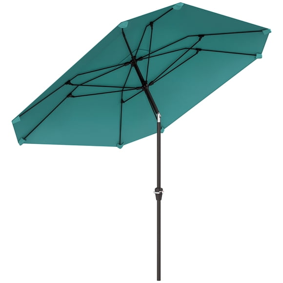 Outsunny 7.6FT Aluminum Patio Umbrella 8 Ribs Market Umbrella, Sky Blue