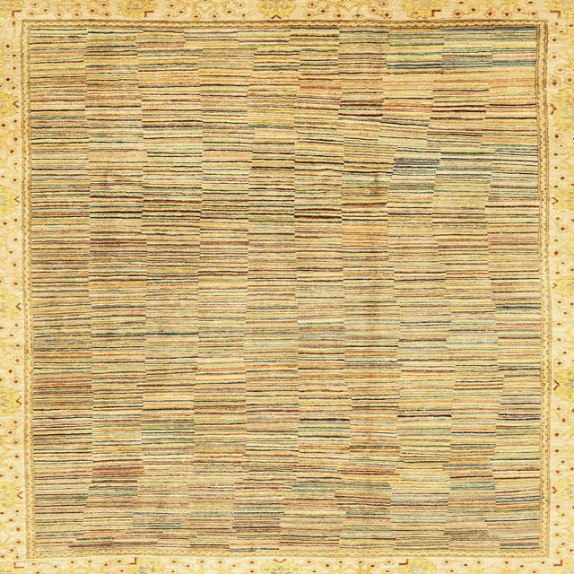 Ahgly Company Indoor Square Abstract Cinnamon Brown Abstract Area Rugs, 6' Square