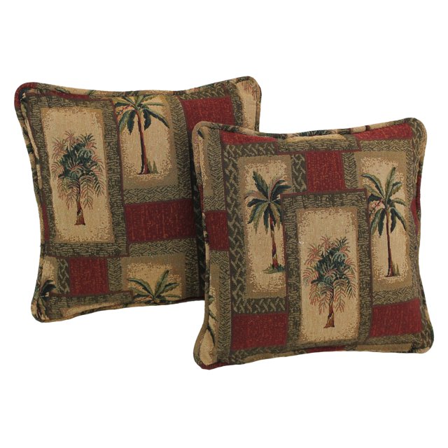 18-inch Double-corded Patterned Tapestry Square Throw Pillows with Inserts (Set of 2) - Palm Springs