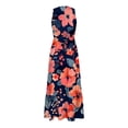 thumbnail image 5 of Pisexur Robes pour Femmes à Col en V Sans Manches Robe Maxi Taille Élastique Robe Évasée à Étages Robe d'Été Mode à Imprimé Floral Robe de Bal d'Été Décontractée Ample Longue Robe Confortable Fluide Robe Portefeuille pour Plage Vacances, 5 of 5