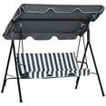 thumbnail image 1 of Outsunny 3-Seat Patio Swing Chair with Adjustable Canopy Grey and White, 1 of 10