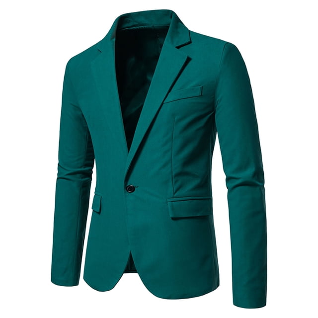 DPTALR Homme Décontracté Uni Blazer à un Bouton Col Rabattu Complet Manches Longues Veste