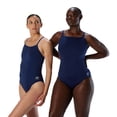thumbnail image 1 of Speedo Women's Endurance+ Flyback Training Suit Soild One Piece Swimsuit Adult - Speedo Navy, D32, 1 of 4