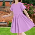 thumbnail image 4 of NTACZA Robe à Manches Courtes pour Filles, Robe T-Shirt Midi Décontractée, Robes T-Shirt pour Préados, Fluide et Ample, Robe de Plage 11 Ans, 4 of 7