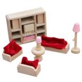 thumbnail image 4 of 11PCS Meubles en Bois Naturel Doll House Salon for (Ne Pas Inclure l'Oreiller Rouge), 4 of 5