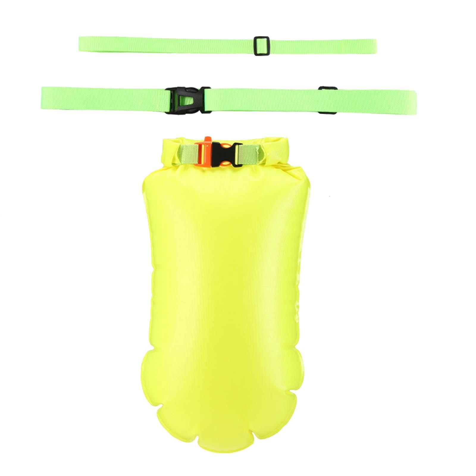 koolsoo Inflatable Swim Buoy Waterproof Storage Bag High Visible Swimming Buoy Tow Float Green 45cmx28cm