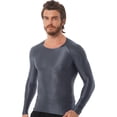 thumbnail image 3 of Jhaoyu Men's Glossy Long Sleeve Compression Shirts Athletic Workout Sports Rash Guard Undershirt Grey XL, 3 of 6