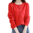 thumbnail image 2 of Hontri Cardigans pour Femmes Légers Offres à Moins de 15 $, Cardigan Basique pour Femmes à Col Rond, Manches Longues, Boutonné, Rouge TTG, 2 of 6