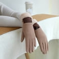 thumbnail image 3 of 1 Pair Winter Waffle Plaid Texture Thickened Gloves Fleece Lining Logo Print Autumn Winter Warm Anti-slip Touch Screen Riding Driving Running Gloves, 3 of 10