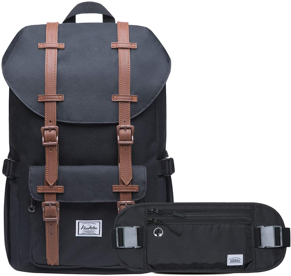 KAUKKO Laptop Outdoor Backpack, Traveling Rucksack Fits 15.6 Inch Laptop(5-7-Black[2PC])