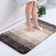 Wuztai Flocked Bathroom Rug, Non Slip Absorbent Bath Mat for Shower Tub, Machine Washable Microfiber Carpet for Kitchen Bedroom Living Room Floor