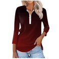 thumbnail image 1 of T-shirts pour Femmes Mode Féminine T-Shirt Imprimé Manches 3/4 Blouse Col Rabattu Décontracté, 1 of 8