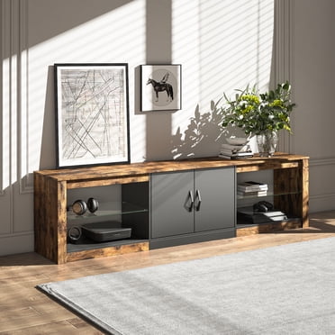 Bestier LED TV Stand for TVs up to 75" Entertainment Center for Living Room, Rustic